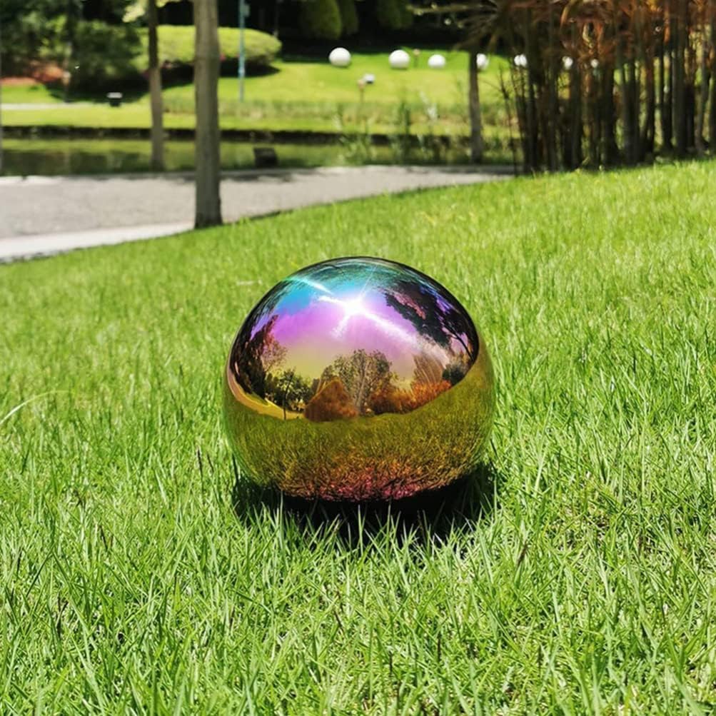 BESTonZON Edelstahl Gartenkugel Spiegelkugel Dekokugel 6 Stücke Spiegelpoliert Hohlkugel Metallkugel