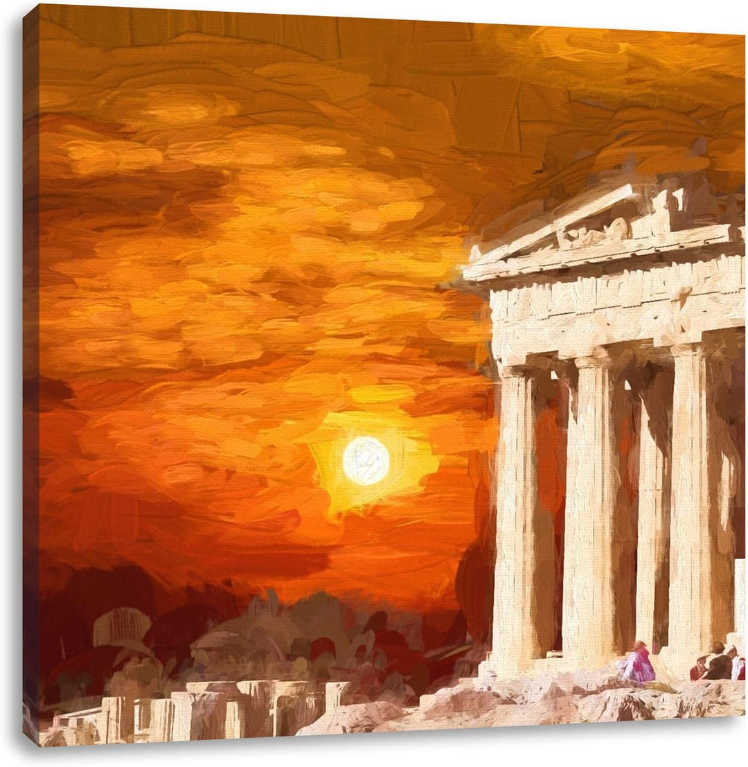 schöner Tempel der Athene, Format: 70x70 auf Leinwand, XXL riesige Bilder fertig gerahmt mit Keilrah