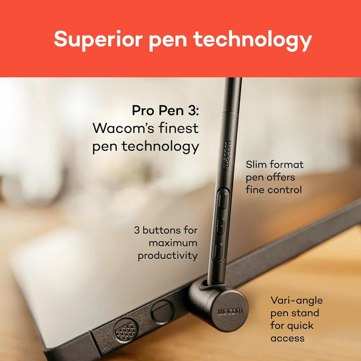 Wacom Cintiq 24 Zeichenbrett Pro Pen 3, 24 Zoll WQHD Display, Auflösung 2560 x 1440, mit verstellbar