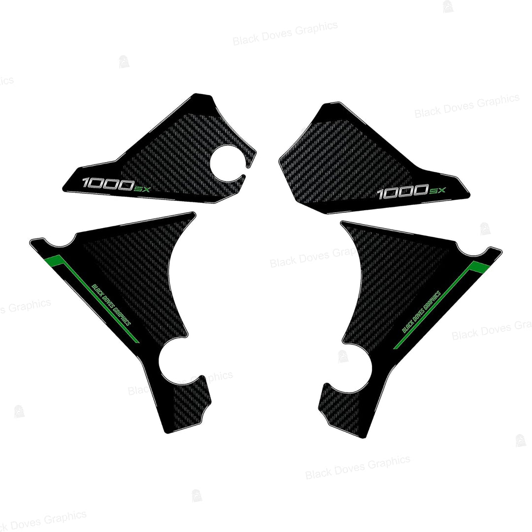 3D Harzaufkleber Protektoren kompatibel mit Kawasaki Ninja 1000 SX 2020-2022 (Motorschutz), Motorsch