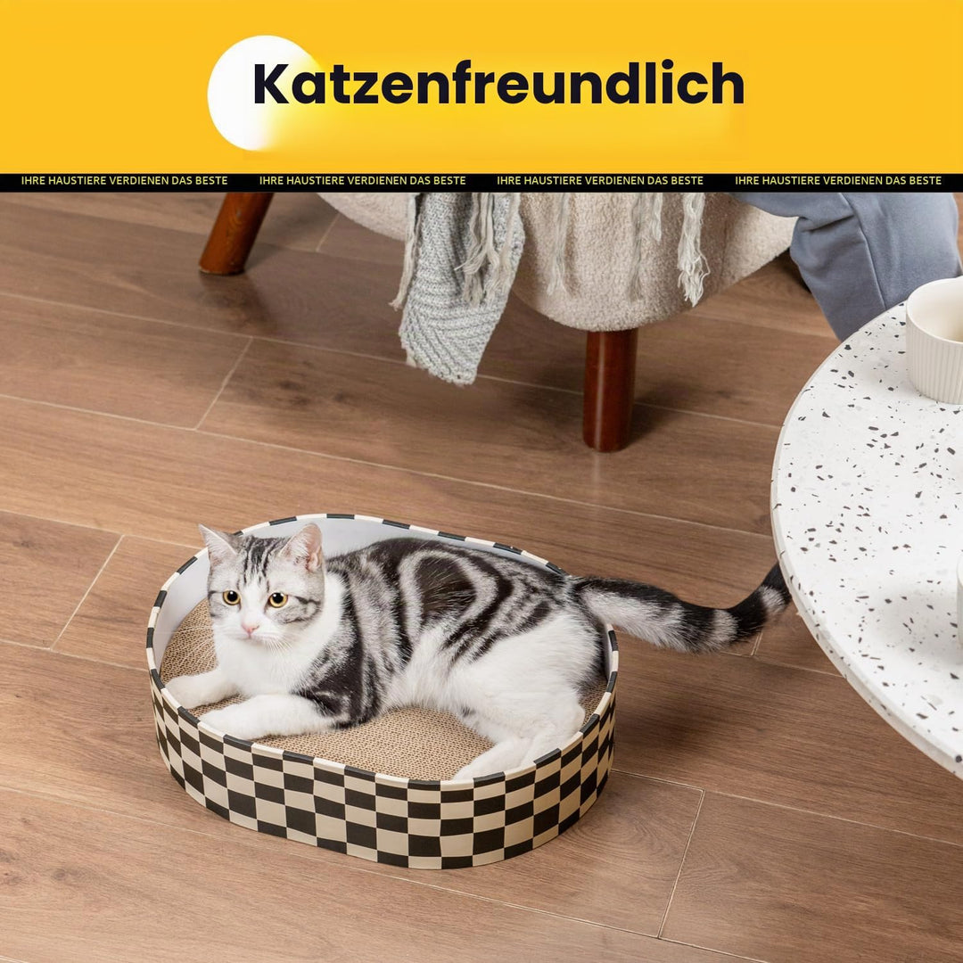 Conlun Kratzbrett Katze, Kratzbox mit 4 Katzen Kratzpappe,Wendbare Katzenkratzbretter aus Robustem W