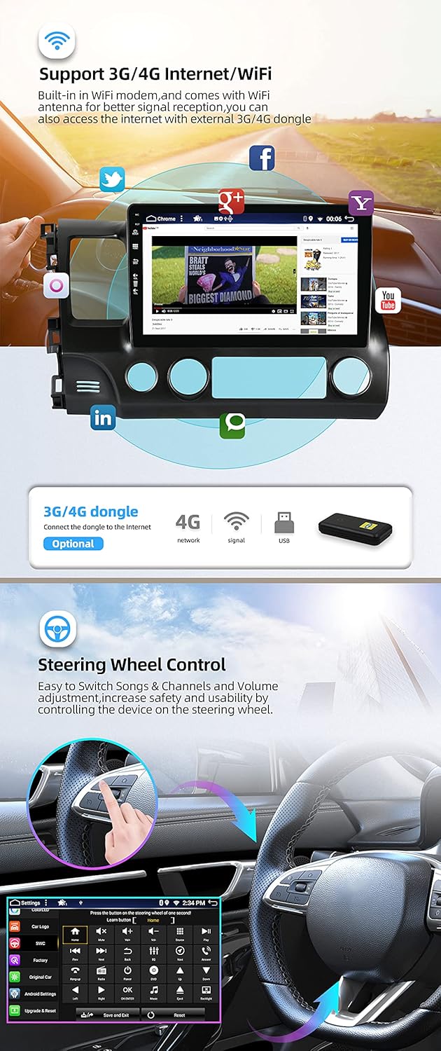 [4GB+64GB] Android 14 Autoradio für Honda Civic (2004-2011)-[Integriertes CarPlay/Android Auto/DSP/G