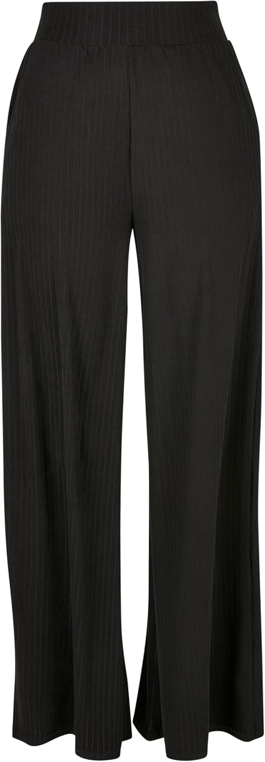 Urban Classics Damen Ladies Rib Jersey Wide Leg Pants XS Schwarz, XS Schwarz