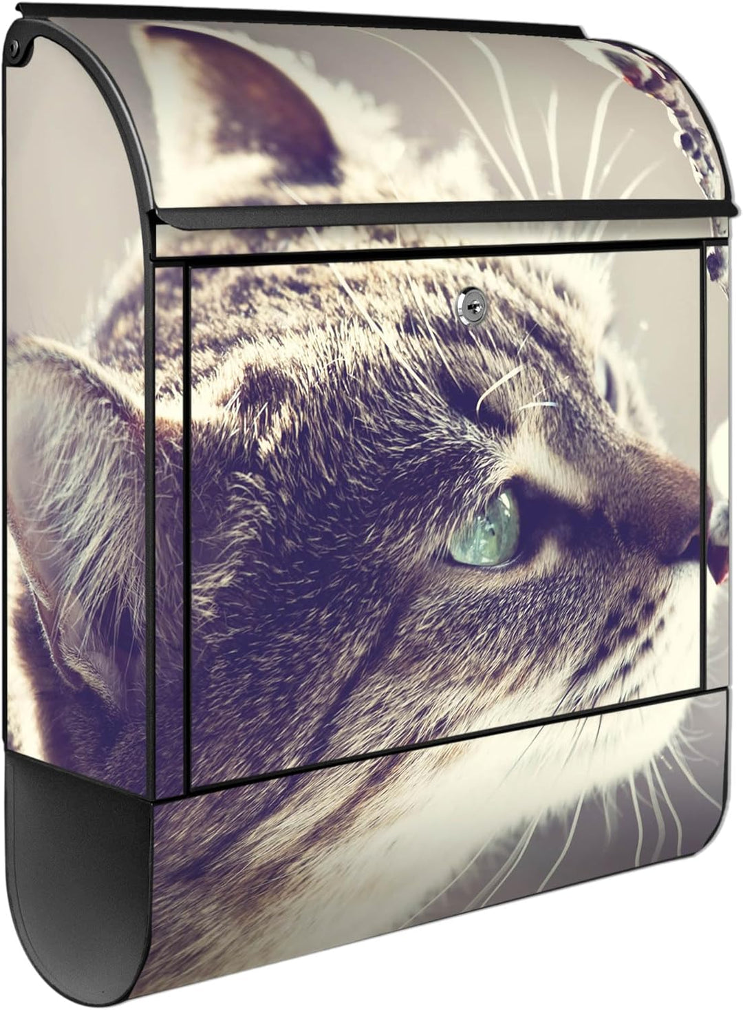 banjado® Design Briefkasten mit Motiv Weidenkätzchen 39x47x14cm &amp; 2 Schlüssel - Briefkasten Stahl sc