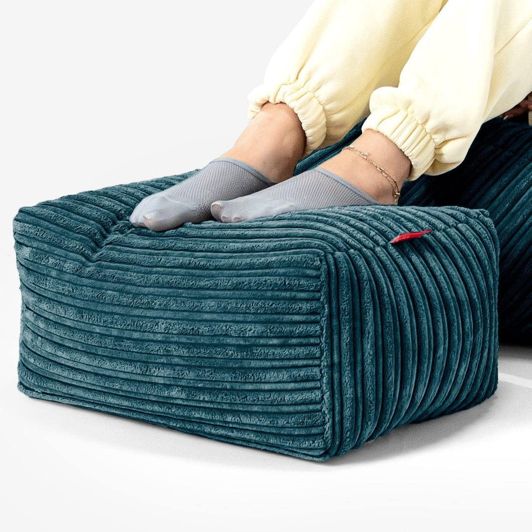 Lounge Pug, Fusshocker Pouf, Cord Blaugrün, Cord Blaugrün