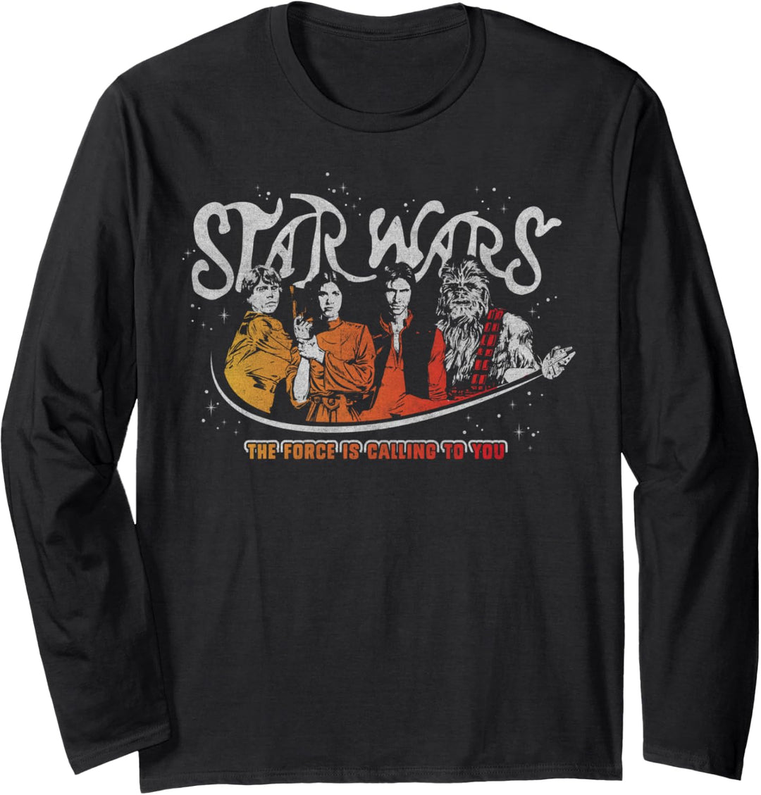 Star Wars Retro Neon Logo Group Shot Langarmshirt