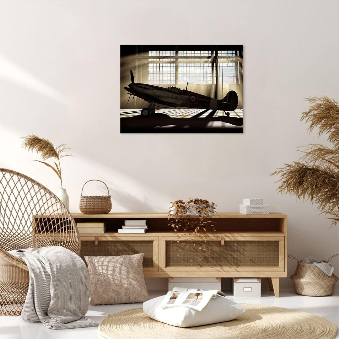 Bilder auf Leinwand Airplain Hangar Flug historisch Leinwandbild 70x50cm Wandbilder Dekoration Wohnz