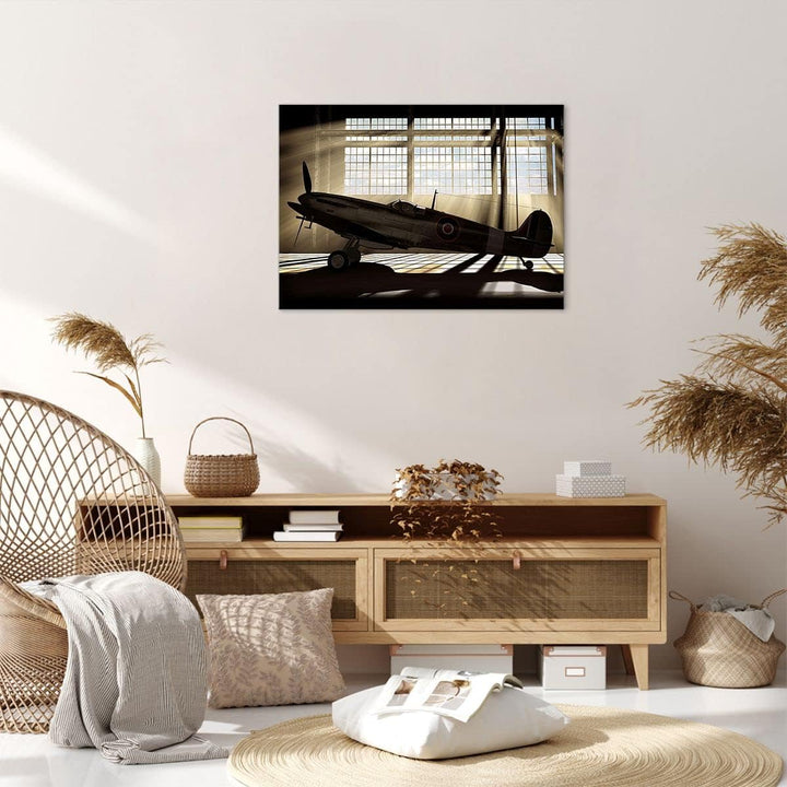 Bilder auf Leinwand Airplain Hangar Flug historisch Leinwandbild 70x50cm Wandbilder Dekoration Wohnz