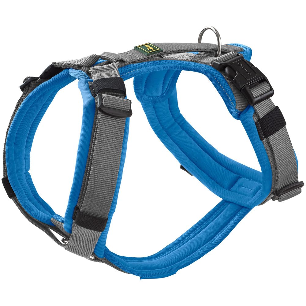 Hunter Hundegeschirr Maldon UP, Farbe: blau/grau, weich gepolstert &amp; komfortabel, stark reflektieren