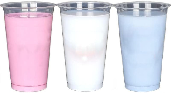 CWPACK Trinkbecher PP, Einwegbecher, Plastikbecher, Bierbecher Bubble Tea Becher klar, 600ml(22oz) Ø