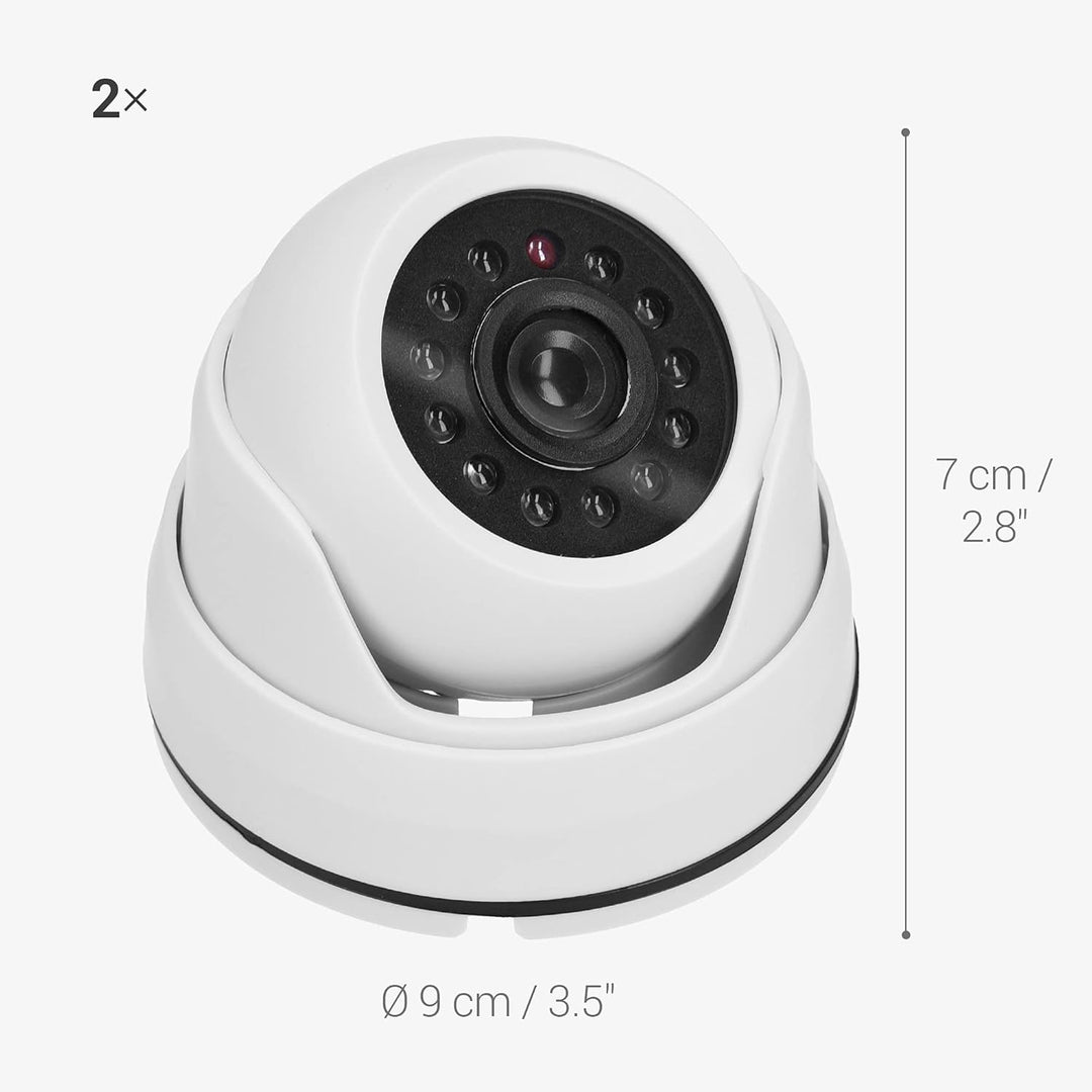 kwmobile 2X Dummy Kamera für Deckenunterbau - mit LED Licht - Dome Überwachungskamera Attrappe Set -