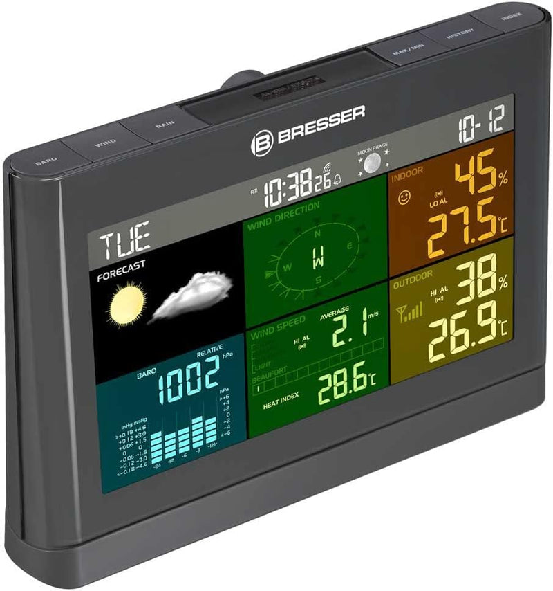 Bresser Wetterstation Funk mit Aussensensor Wetter Center mit 5-in-1 Aussensensor (Temperatur, Luftd