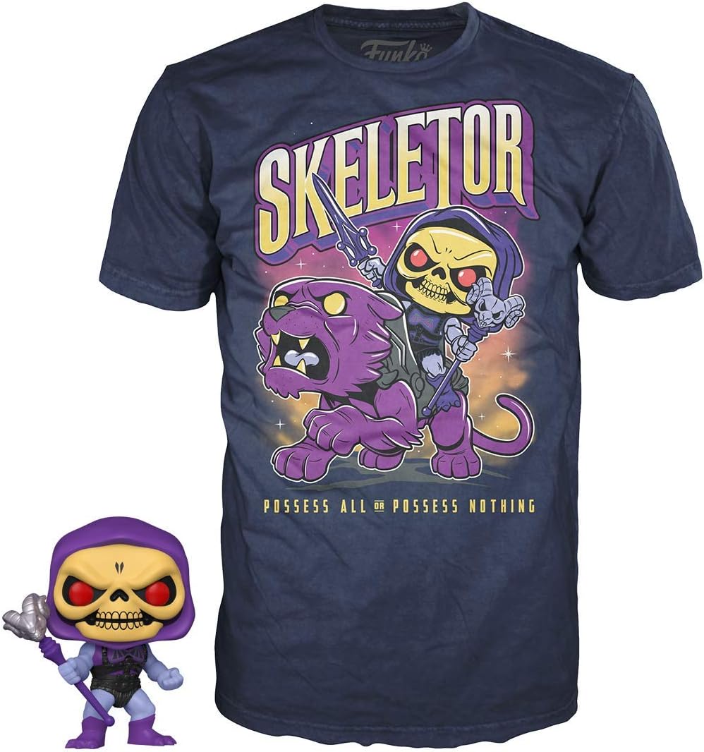 pop Funko Tees Masters of The Universe - Skeletor Glow in The Dark Vinyl Figure & T-Shirt Box Set Si