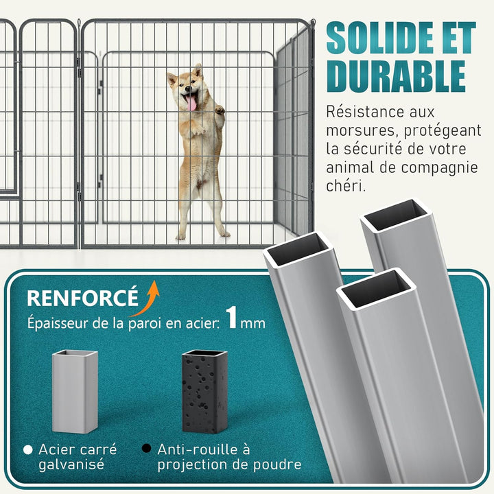 Qianruida Parc Enclos Pour Chiens 80cm x 80cm Haut Clôture Chiot Intérieur/Extérieur Animaux Grillag
