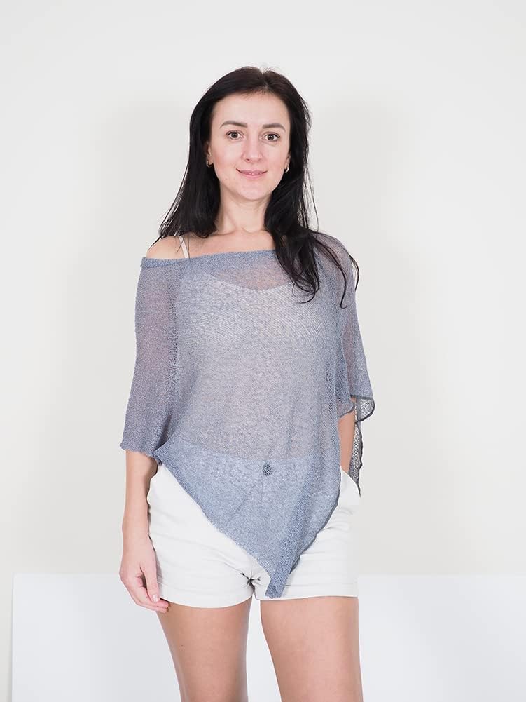 Mimosa Damen Schlichtes Stretch-Fischnetz häkeln Fledermaus kleiner Poncho Einheitsgrösse Grosse Grö