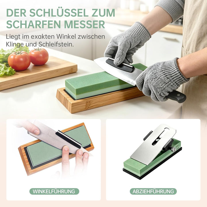 Schleifstein Set für Messer，whetstone mit 4 Körnung（400/1000 3000/8000）zum Schärfen von Messern，shar