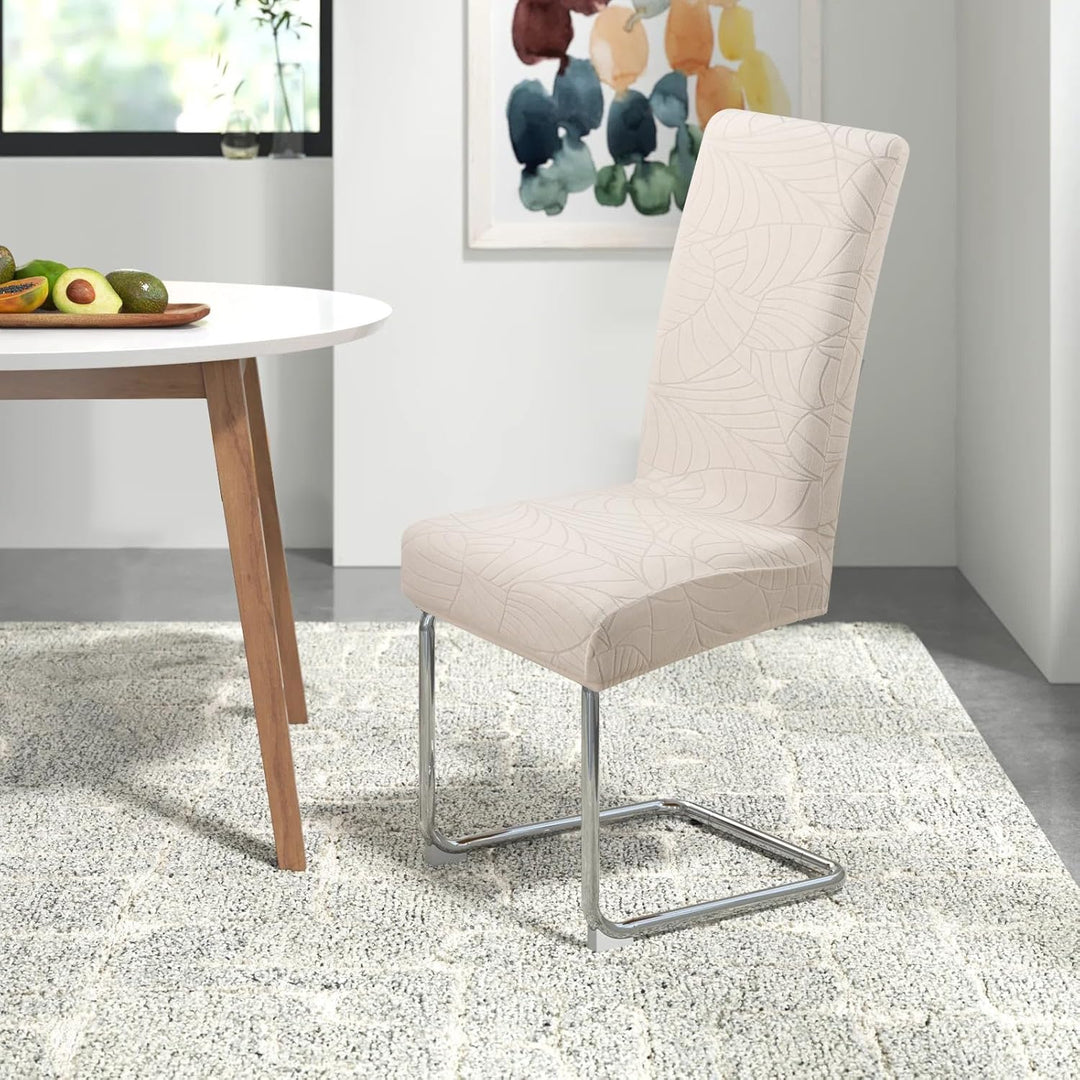 YISUN Stretch Stuhlhussen 4er Set Universal Jacquard Blätter Stuhlhusse, Elastische Hussen für Stühl