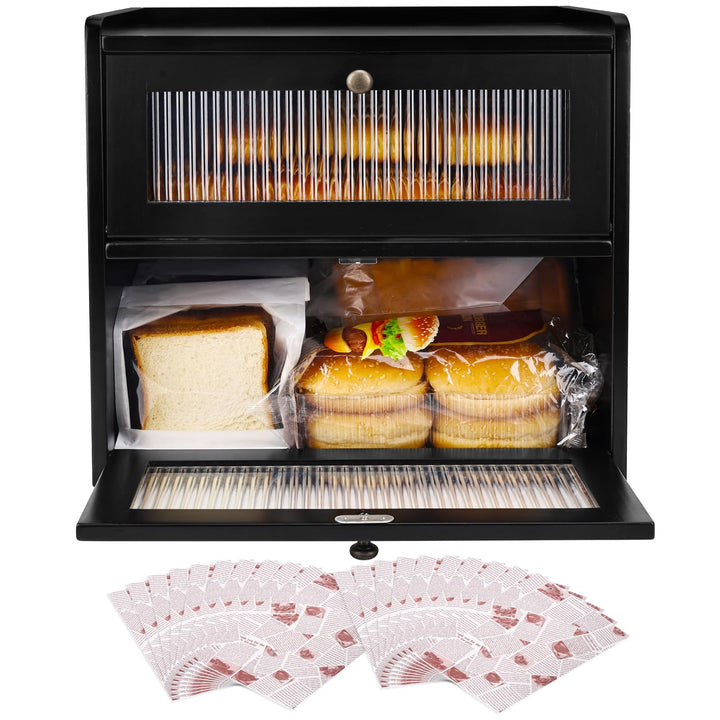 Alpeir Brotkasten Holz, 2 Etagen Gross Brotbox mit Belüftungsloch, Längere Frische &amp; Einfache Pflege
