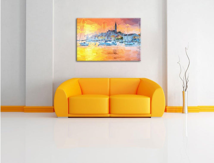 Pixxprint Kroatische Hafenstadt als Leinwandbild/Grösse: 100x70 cm/Wandbild/Kunstdruck/fertig bespan