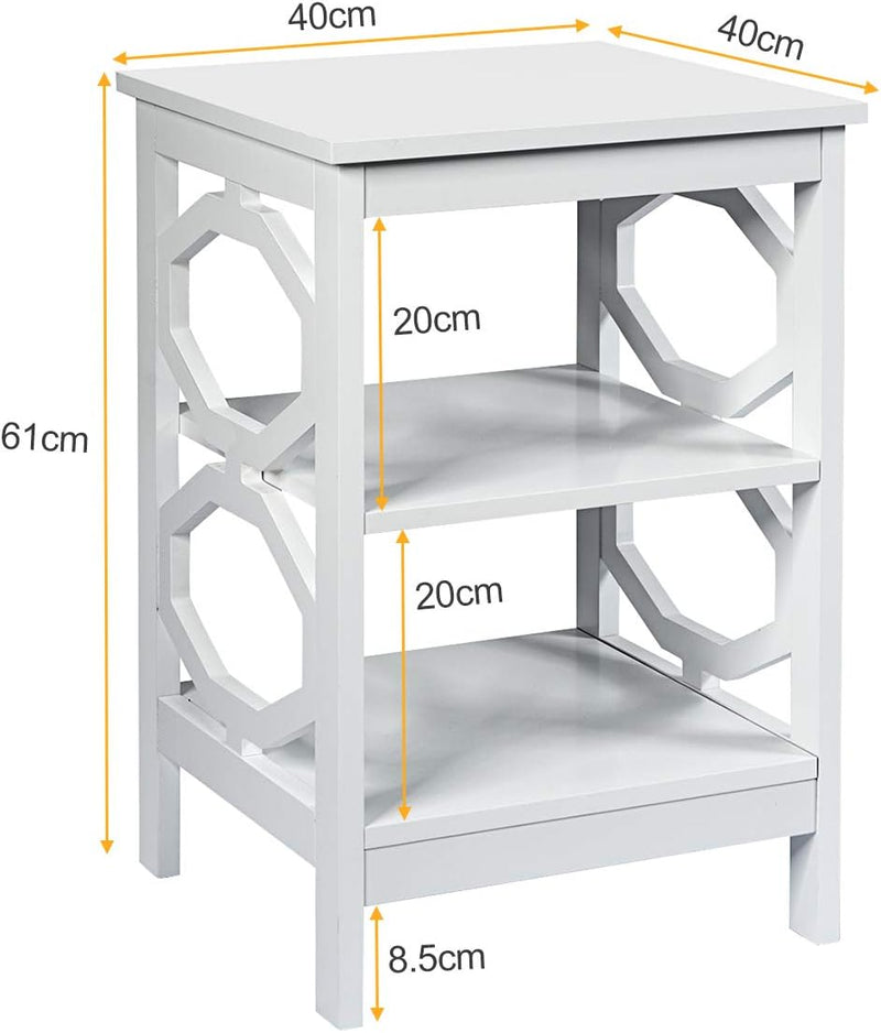 COSTWAY Nachttisch 3 Ebenen, Beistelltisch Nachtschrank, Sofatisch Couchtisch für Schlafzimmer, Wohn