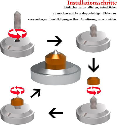 Monosaudio 4xHiFi Lautsprecher Spikes M4 Isolationsständerfüsse Absorber Füsse Aluminium Lautspreche