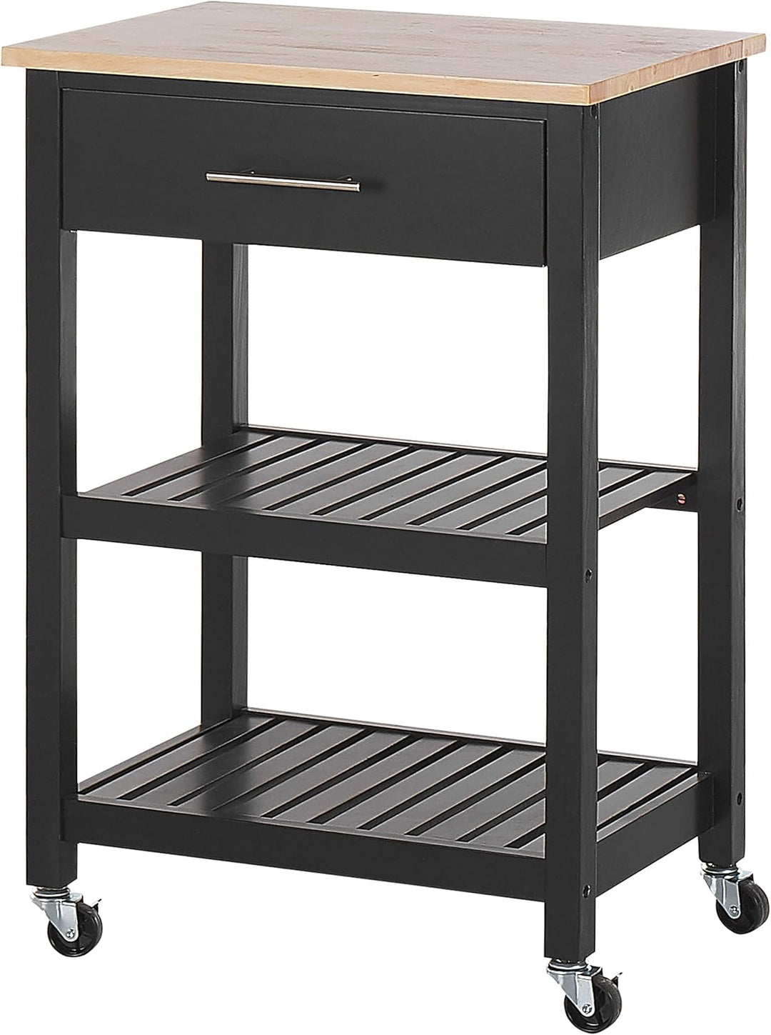 Beliani Multifunktioneller Servierwagen schwarz 2 Fächer 1 Schublade Hiuma