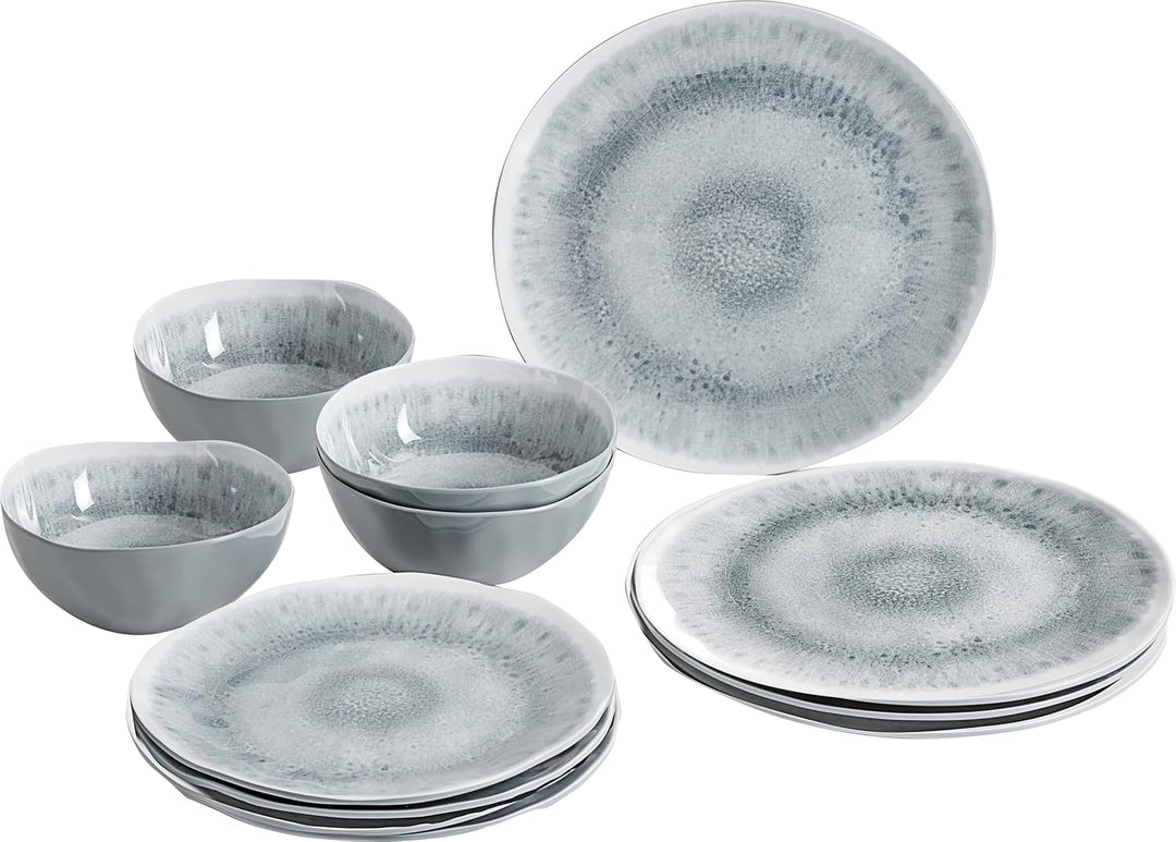 BRUNNER - Campinggeschirr Melamin (Set: 8, 12, 16 oder 40 Teilig), 2-4 Personen - Pearl - Hochwertig