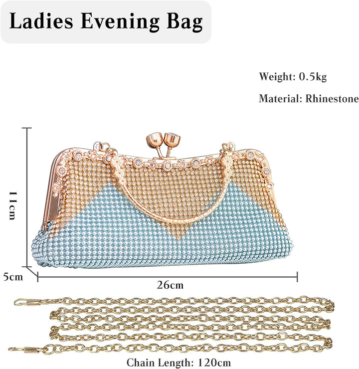 CORIOS Damen-Clutch Strasssteine Abendtasche Strass Handtasche Diamant Schultertasche Klein Tasche E