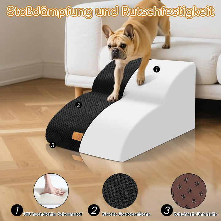 HEVOL Haustiertreppe, hochdichte verlängerte Schaumstoff-Hundetreppe, 2 Etagen rutschfeste Hundeleit