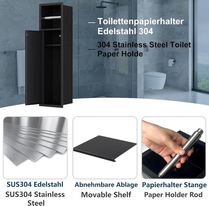 Unterputz-Schrankmodul für die Klobürstengarnitur Edelstahl Badezimmerschrank mit Toilettenpapierhal