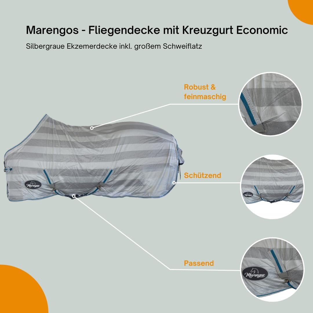 Marengos - Fliegendecke mit Kreuzgurt Economic | Schutz vor Insekten & Plagegeistern | Ekzemerdecke
