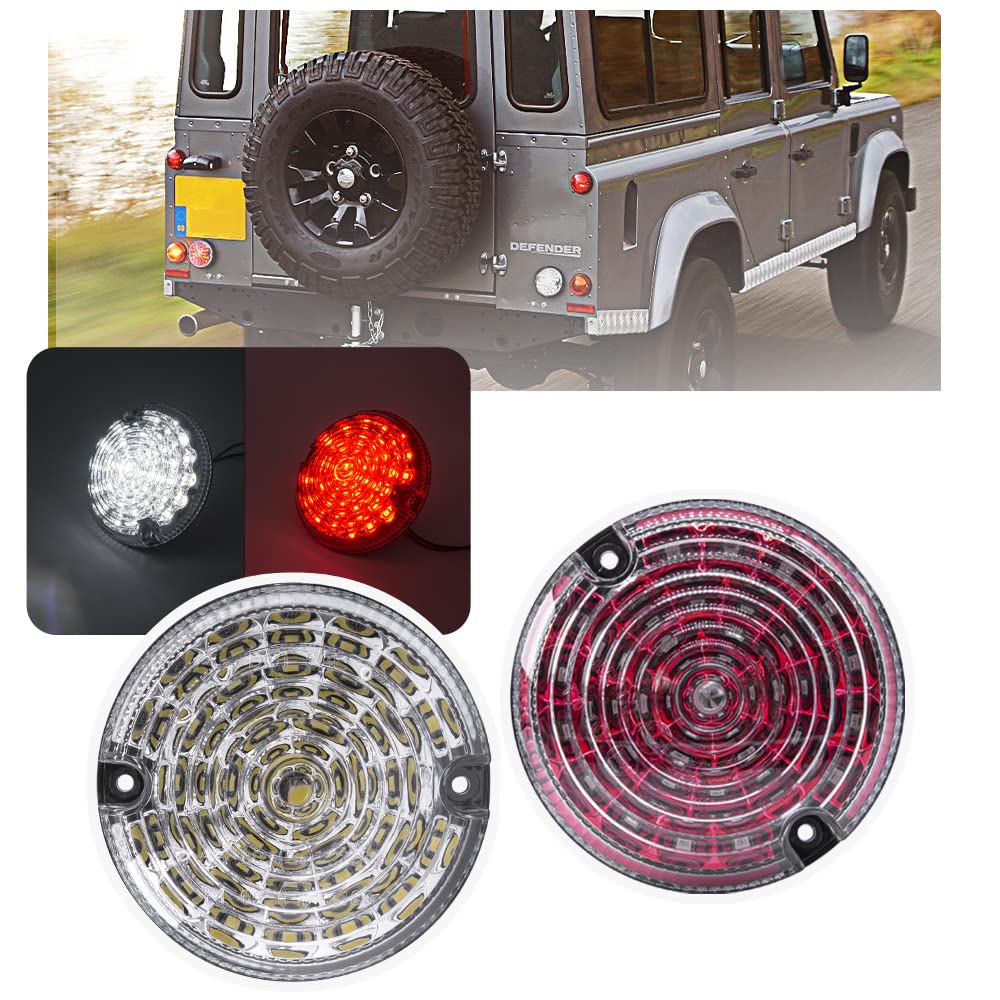 NSLUMO 2 Stueck LED Rückseite Nebelscheinwerfer Rückfahrleuchte Rot Für 01-16 L`and R`over Defender