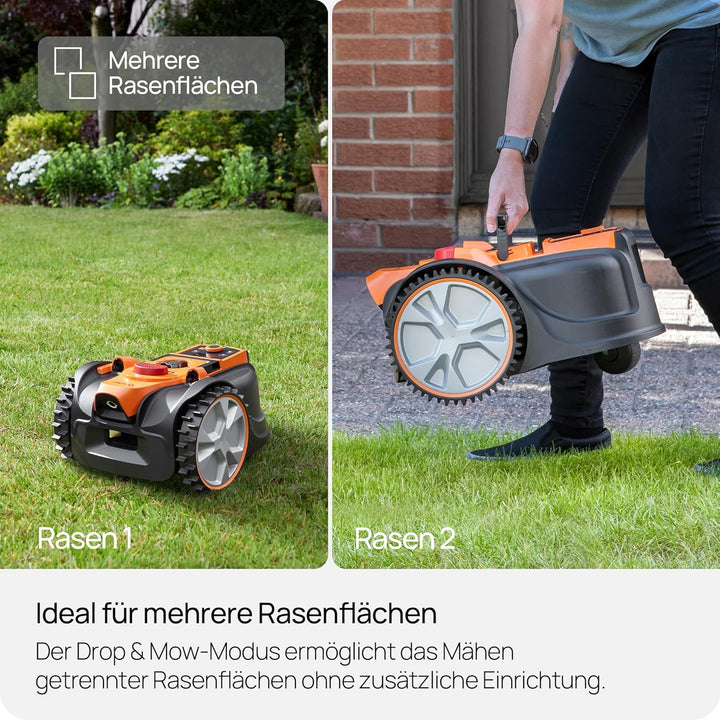 LawnMaster Roboter-Rasenmäher mit Kamera-Navigation, App und Ladestation. Auto-Charge. Ohne Begrenzu
