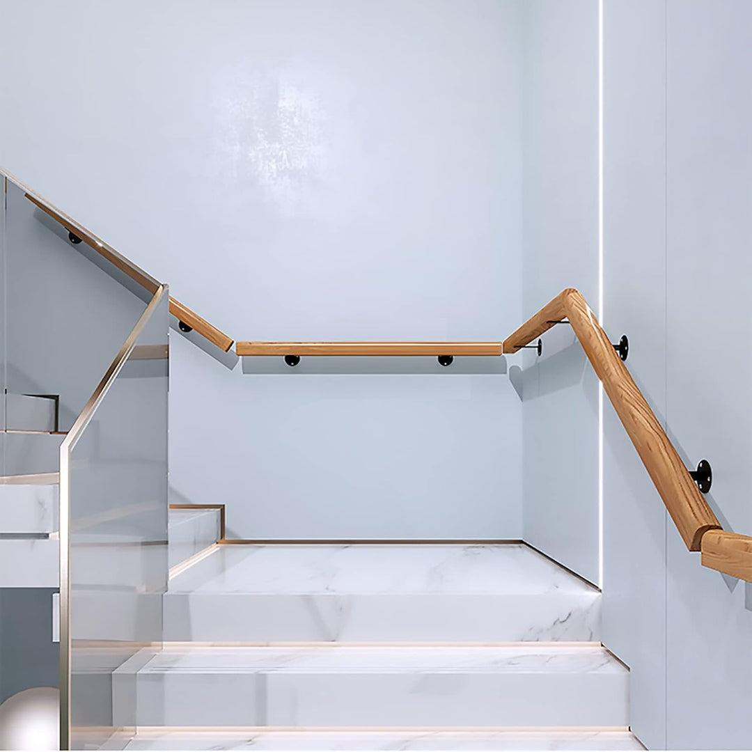 Handläufe für Treppen 30-600cm Holzhandlauf mit Halterungen, Rutschfeste Treppengeländer Stützstange