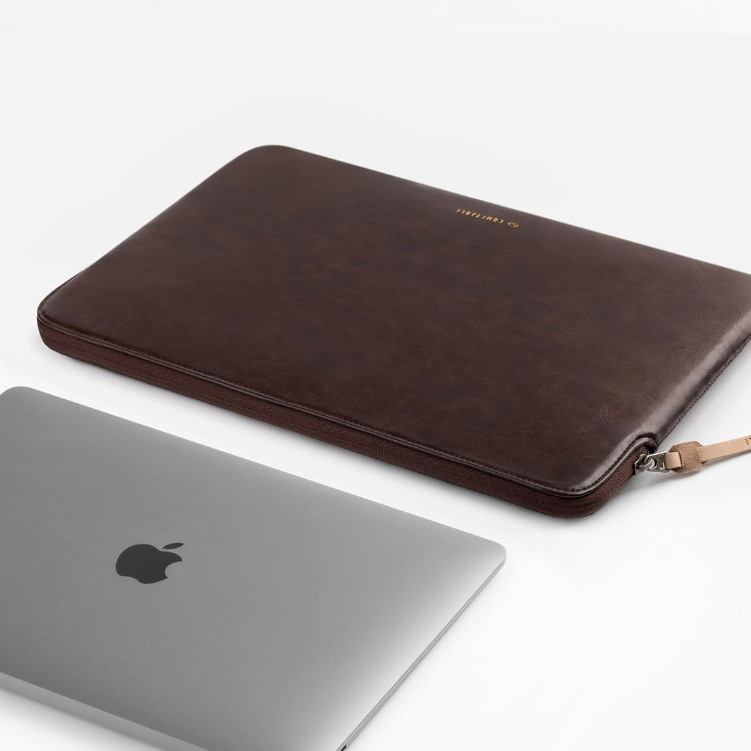 Comfyable Leder Laptop Hülle Kompatibel mit 16 Zoll MacBook Pro M4 2024 & 15 Zoll MacBook Air M4 M3