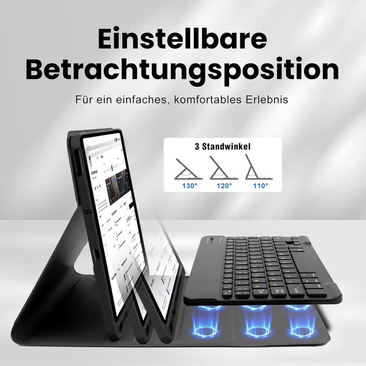 Hülle mit Tastatur für Samsung Galaxy Tab S6 Lite 2024,Schutzhülle mit Kabellos Abnehmbarer Tastatur