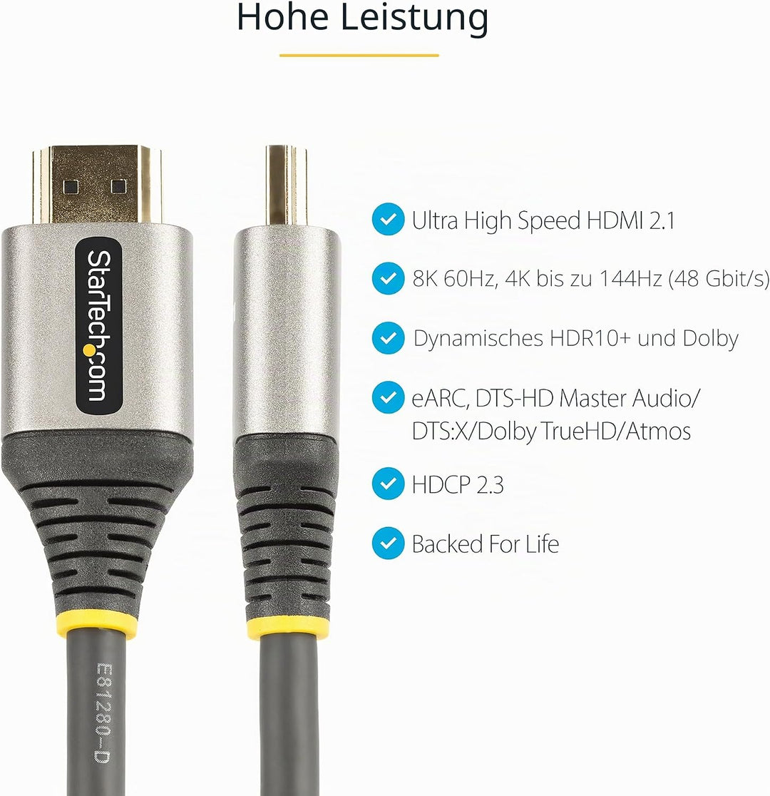 StarTech.com 3m HDMI 2.1 Kabel 8K - Zertifiziertes Ultra High Speed HDMI Kabel 48Gbit/s - 8K 60Hz/4K