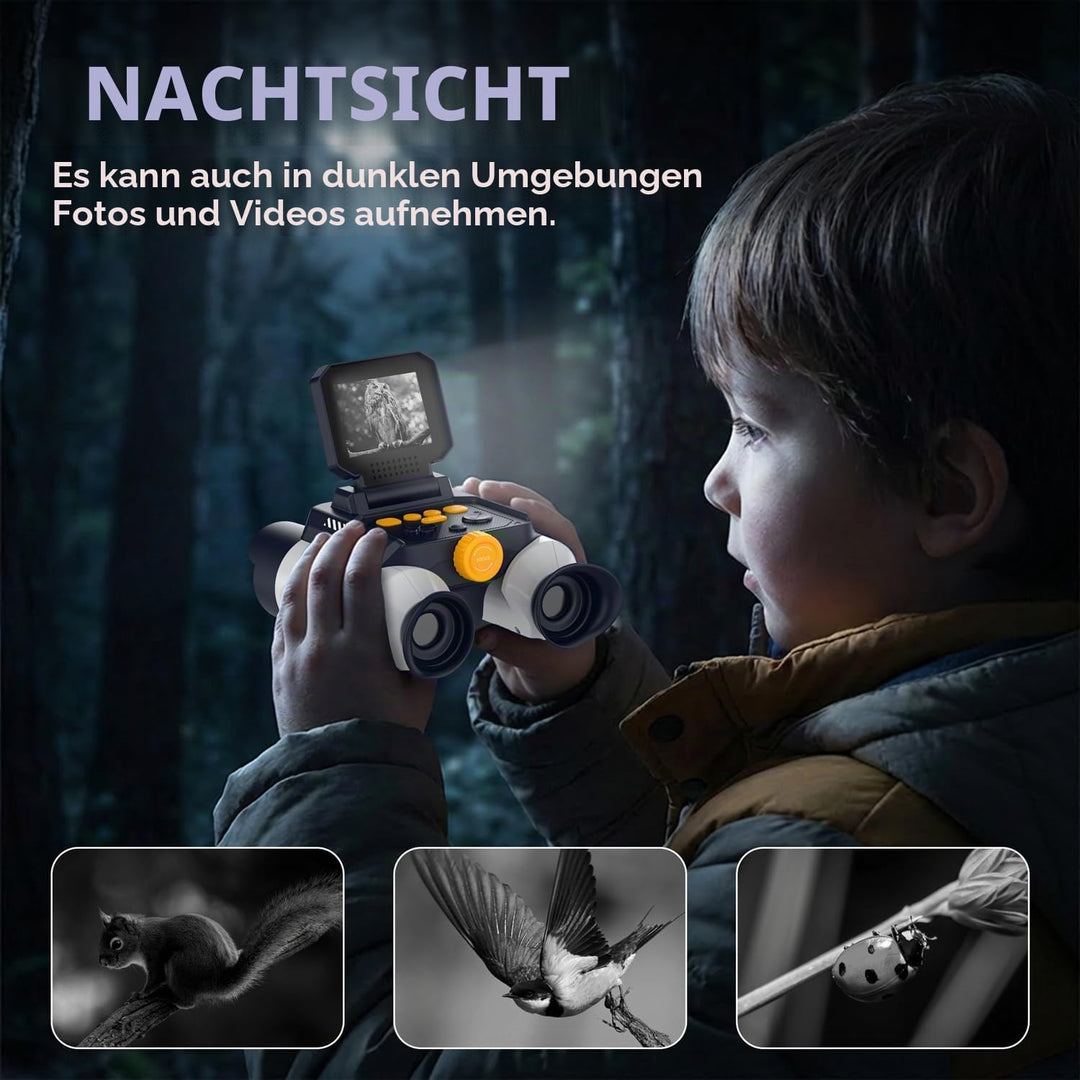 Kinder Fernglas mit Kamera,2,4-Zoll-Bildschirm,10x25 Fernglas für Kinder,Nachtsichtfunktion,geeignet