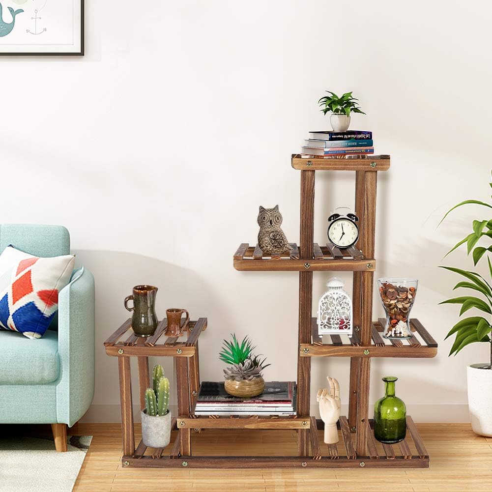 Ejoyous 5-lagiger Holz Blumenständer, mehrschichtiges Blumenregal Pflanzenregal Blumentöpfe Pflanzen
