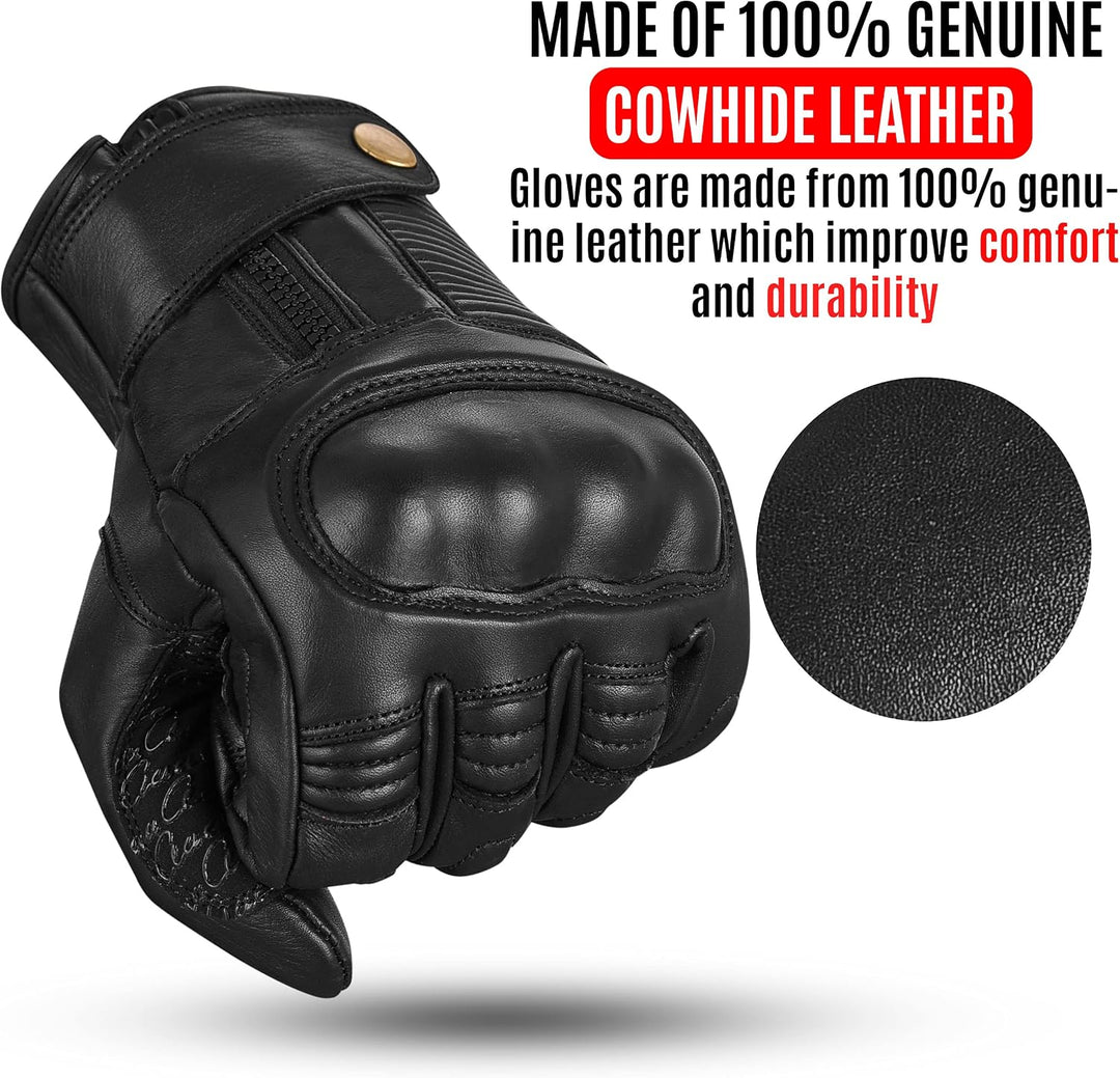 aaasportx Motorrad Handschuhe Herr Leder Touchscreen Funktion - Protektoren Motorradhandschuhe Herre