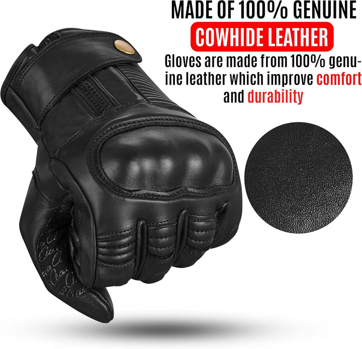 aaasportx Motorrad Handschuhe Herr Leder Touchscreen Funktion - Protektoren Motorradhandschuhe Herre