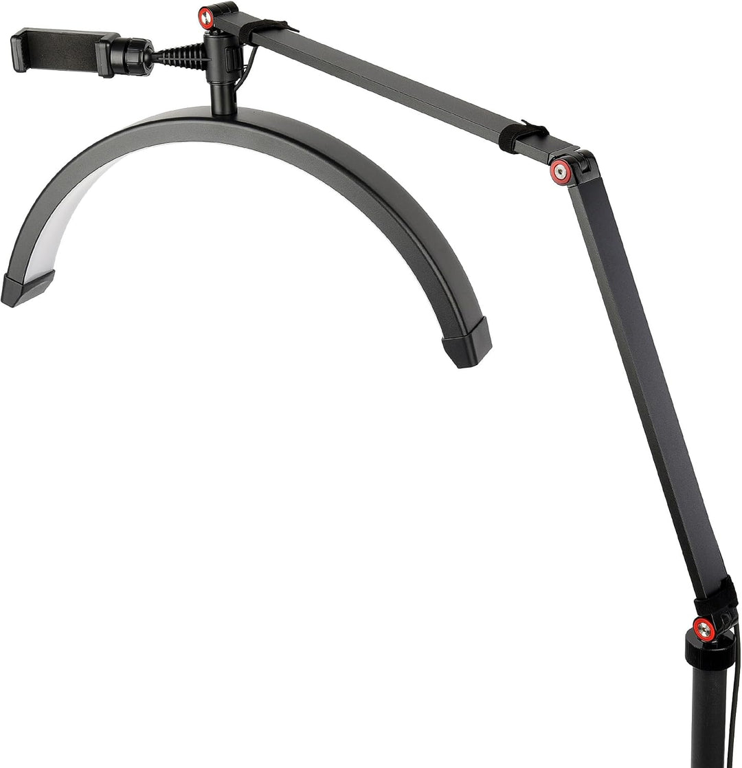 Halbmond-Bodenfülllicht 20W LED Beauty Licht dimmbar 360° drehbar Telefonhalter Stativ HD-M2X Black