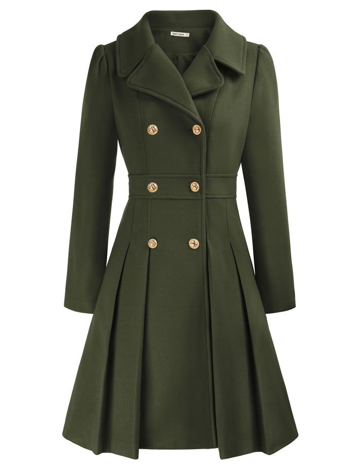 GRACE KARIN Damen Mantel Wintercoat Revers Zweireihiger Mantel Knielang Trenchcoat Winter Lang A-Lin