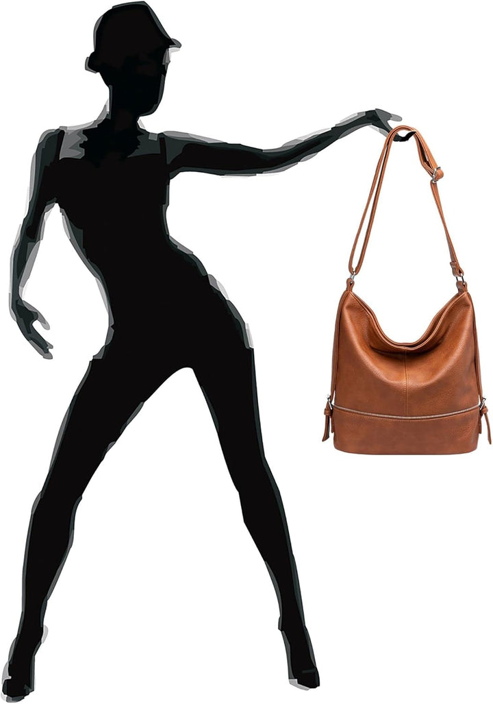 Caspar TS732 grosse Damen XL Umhängetasche Cognac, Cognac
