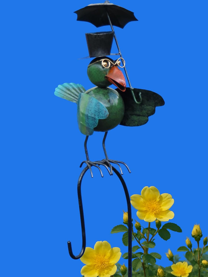 Pommerntraum ® | Regenmesser Niederschlagsmesser Pluviometer Vogel Regenschirm + Meisenknödelhalter