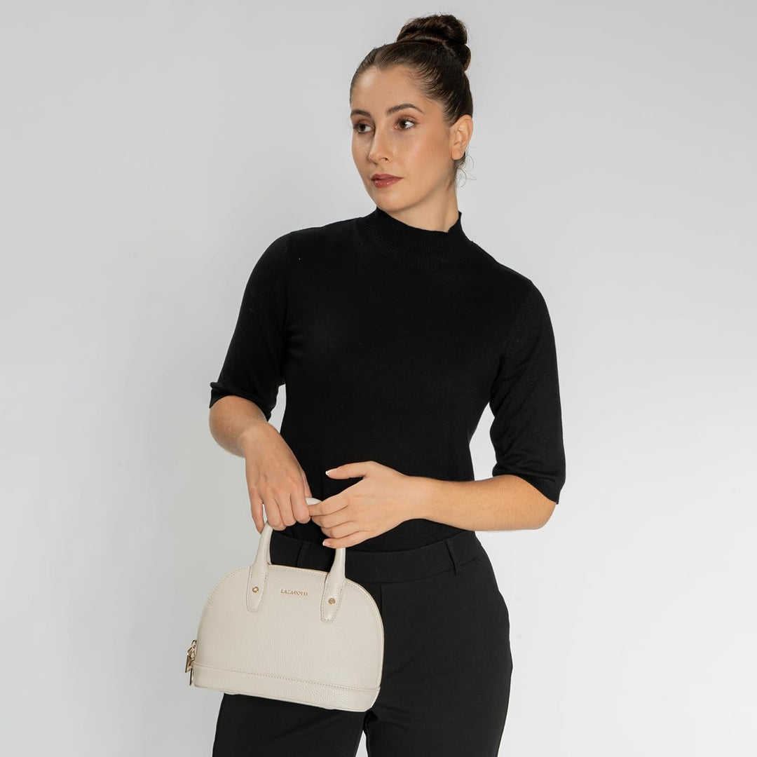 Lazarotti Bologna Leder Handtasche Damen | mit Henkel & abnehmbaren Tragegurt | mittelgrosse Henkelt