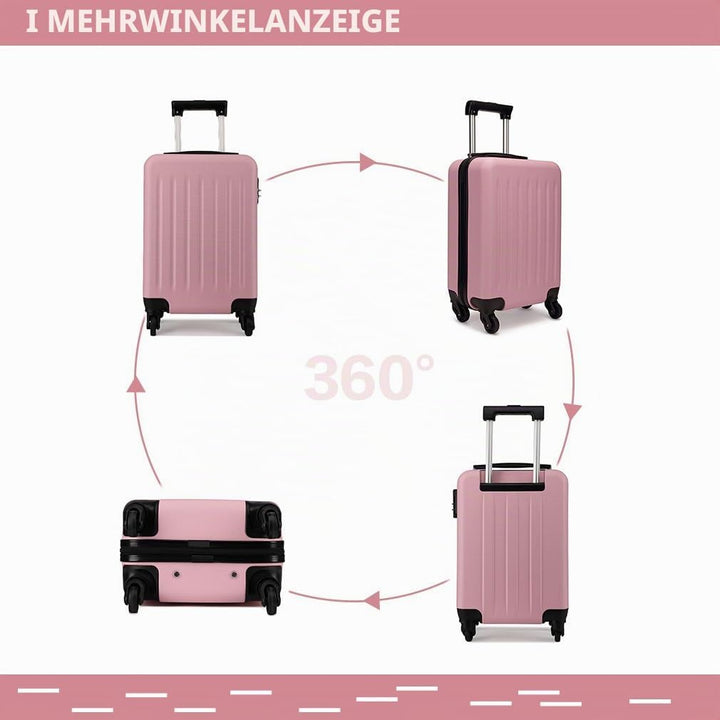 KONO Koffer Reisekoffer Gross Trolley Hartschale ABS Gepäck 4 Rollen Spinner Rollenkoffer (Pink, Gro