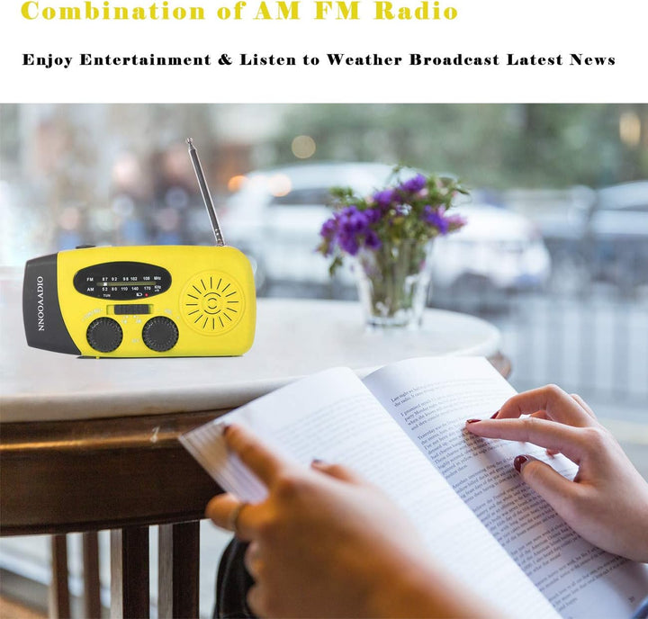 Kurbelradio, Solar & Kurbel Notfallradio klein, 2000mAh Power Bank wiederaufladbar AM/FM Wetterradio