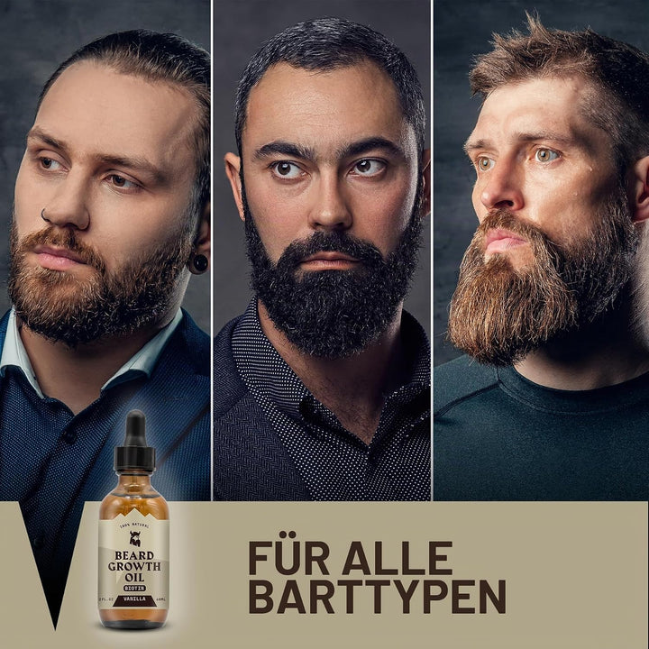 Striking Viking Bartwuchsöl mit Biotin - Verdickendes und pflegendes Bartöl für Bartwuchs - natürlic
