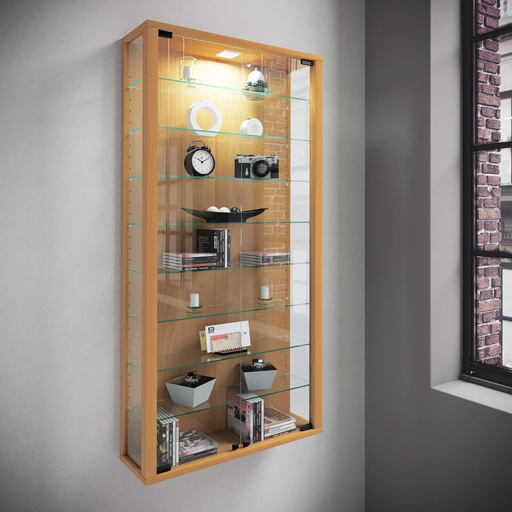 VCM Vitrine Wandvitrine Sammelvitrine Glasvitrine Regal Schrank Glas Hängevitrine ohne Beleuchtung B
